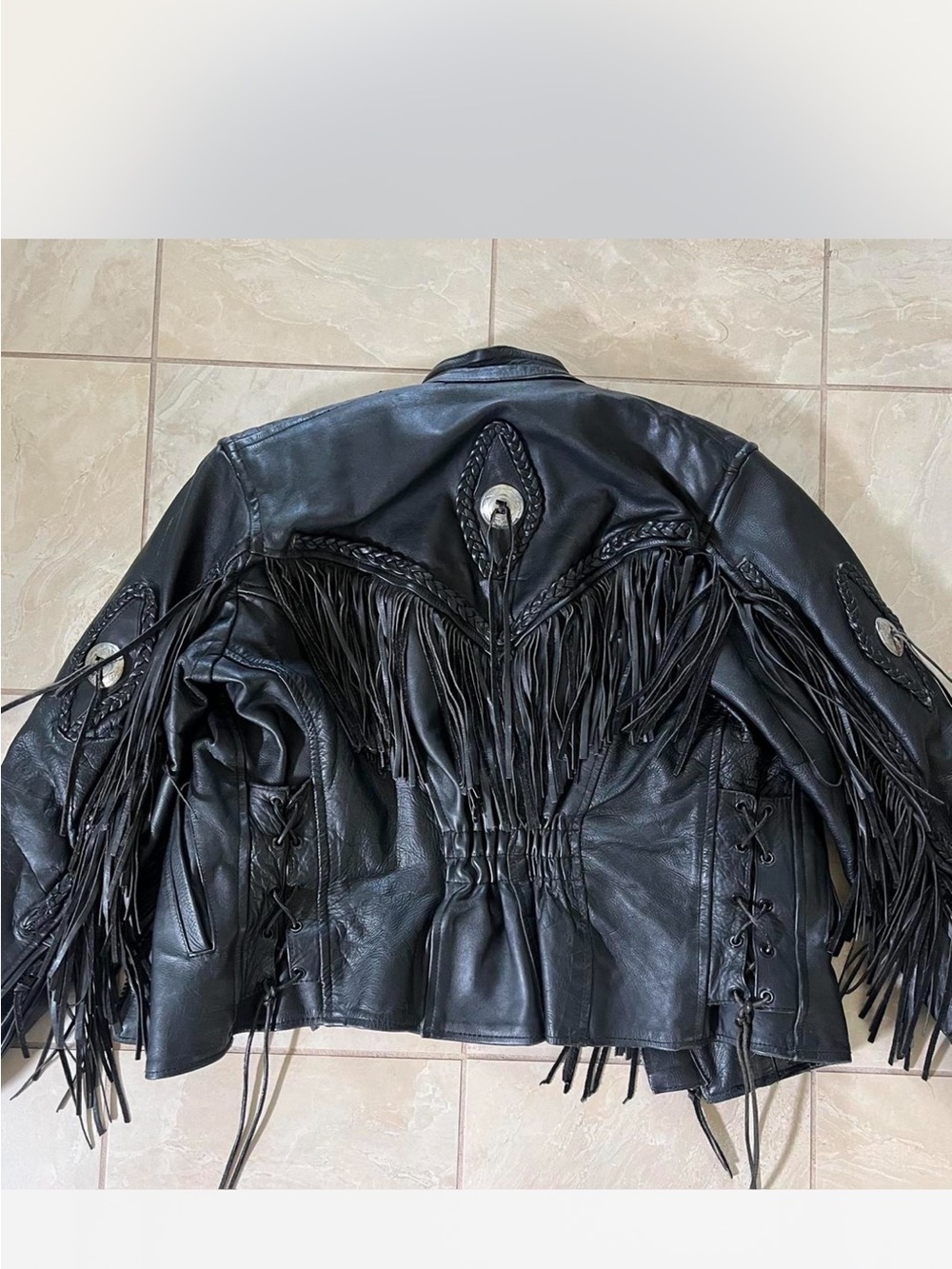 Fringed Black Leather Western Jacket - Women